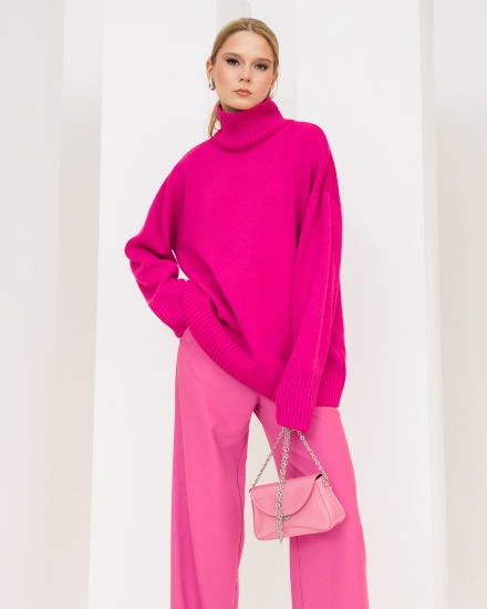Свитер вязаный OVERSIZE, фуксия